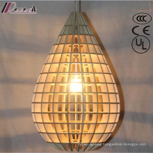 Simple Water Drop Wood Hollow Pendant Lighting with Bedroom